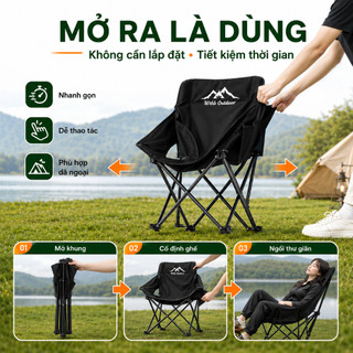 Ghế Camping Ngả Lưng Gấp Gọn Tựa Lưng Cao, Ghế Dã Ngoại Thư Giãn Êm Ái Chịu Lực 300KG Có Túi Đựng Tiện Lợi