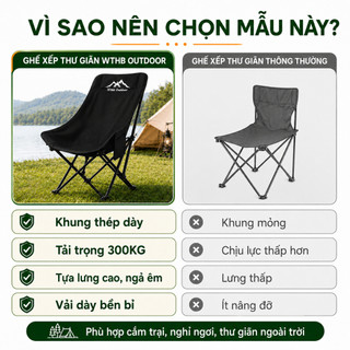 Ghế Camping Ngả Lưng Gấp Gọn Tựa Lưng Cao, Ghế Dã Ngoại Thư Giãn Êm Ái Chịu Lực 300KG Có Túi Đựng Tiện Lợi
