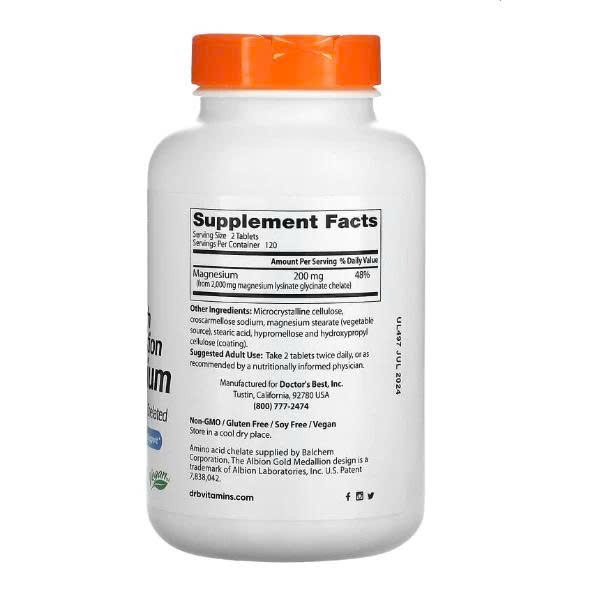Tramcathy-Viên uống Doctor’s Best Magnesium 240 viên – Dạng Glycinate dễ hấp thu, hỗ trợ giấc ngủ, giảm căng thẳng | BigBuy360 - bigbuy360.vn