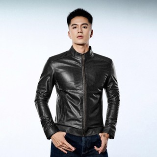 Áo da nam, áo da thật cao cấp chính hãng Fttleather Racer Jacket Da Bò Trơn/ Da Cừu Trơn - AD201