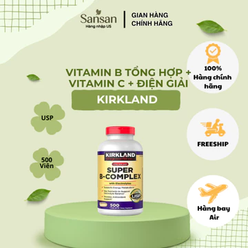 Viên Uống Vitamin B Tổng Hợp Kirkland Signature Super B-Complex With Electrolytes 500 Viên Bổ Sung Vitamin B & Vitamin C