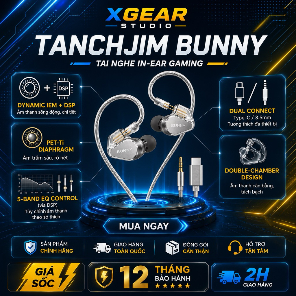 Tanchjim BUNNY DMT 4 Tai nghe IEM HIFI có dây siêu trong tai có trò chơi và thể thao điện tử Lỗ tròn TYPE-C | BigBuy360 - bigbuy360.vn