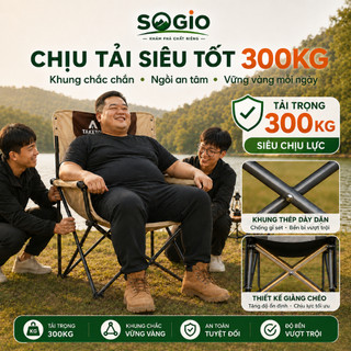 Ghế mặt trăng gấp gọn dã ngoại chịu tải 300kg, ghế camping ngồi êm, khung chắc chắn, kèm túi đựng dễ mang đi