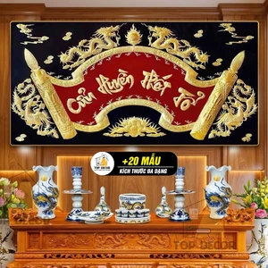 Tranh Treo Phòng Thờ Cửu Huyền Thất Tổ - Kích thước To - Phong Thủy Phúc Lộc Thọ - Top Decor