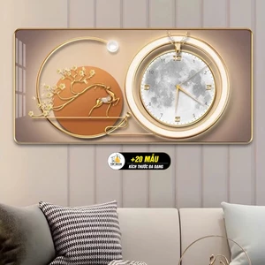 Đồng Hồ Treo Tường " HUƠU PHÚ QUÝ TÀI LỘC " Tráng Gường In UV 5D Cao Cấp, Tranh treo decor, đồng hồ kim trôi