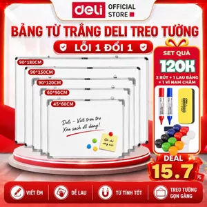 Bảng Từ Trắng Deli Treo Tường Nhiều Kích Thước – Bảng Mica Nam Châm Viết Bút Lông Kèm Khay Đựng