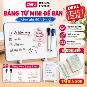 Bảng Từ Trắng 2 Mặt Để Bàn Deli Bảng Từ Tính Học Sinh Văn Phòng Bảng Từ Viết Bút Lông Nhiều Kích Thước