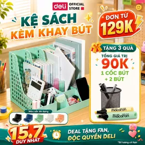 Giá Kệ Đựng Tài Liệu Văn Phòng Deli - Khay Đựng Tài Liệu 4 Ngăn Kèm Khay Đựng Bút Đựng Sách Vở Để Bàn Gọn Gàng