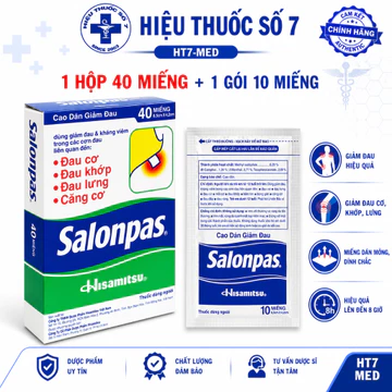 Combo 50 miếng cao dán Salonpas miếng dán giảm đau nhức, mỏi cơ, xương khớp, Date xa, Chính hãng