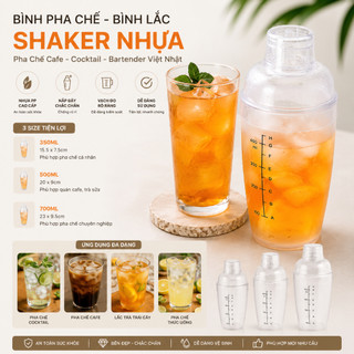 Bình Pha Chế - Bình Lắc Shaker Nhựa 3 Size Pha Chế Cafe Cocktail Bartender Việt Nhật - Bình Lắc Có Vạch Đen Cao Cấp