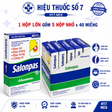 Combo hộp 200 miếng cao dán Salonpas miếng dán giảm đau nhức, mỏi cơ, xương khớp, Date xa,Chính hãng