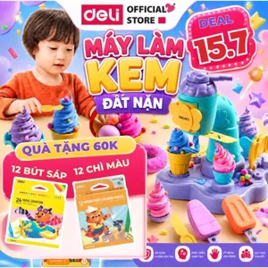 Bộ Đồ Chơi Máy Làm Kem Kèm Đất Nặn Deli - Máy Làm Mì Hamburger Kèm Dụng Cụ Và Khuôn Không Dính Tay An Toàn