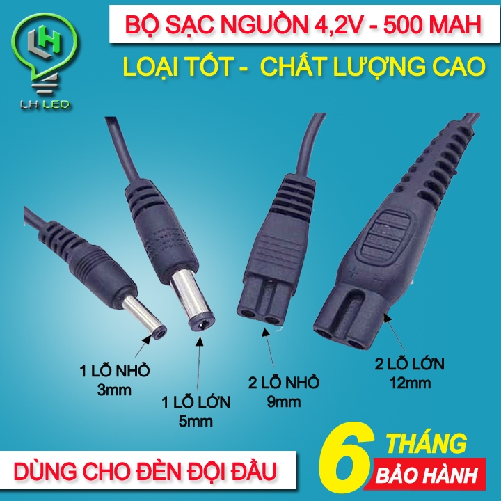 SẠC 4.2V — 500mA – DÂY ĐEO CHO ĐÈN ĐỘI ĐẦU