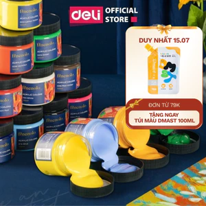 Màu nước acrylic dạng hũ 100ml chuyên nghiệp Deli - dùng để vẽ custom trên vải, giày, tường full bảng màu