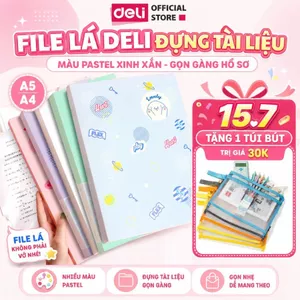 File Tài Liệu File Lá 20 30 40 Túi Đựng Tài Liệu Màu Pastel Học Sinh Deli Đa Năng A4 Bìa Lá Cute