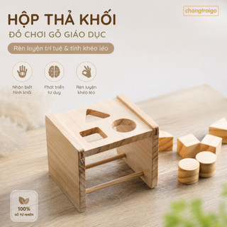 Hộp Thả Khối Hình Học Đồ Chơi Giáo Dục Phát Triển Nhận Biết Các Khối Gỗ Vận Động Tinh Chàng Trai Gỗ