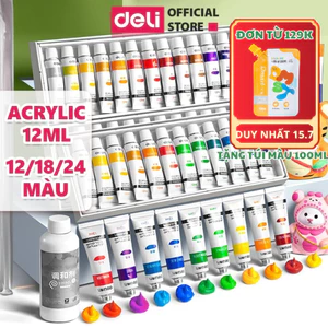Màu Acrylic Tuýp 12ml Dmast Deli Màu Nước Acrylic Chống Thấm Nước Bền Màu Vẽ Trên Mọi Chất Liệu