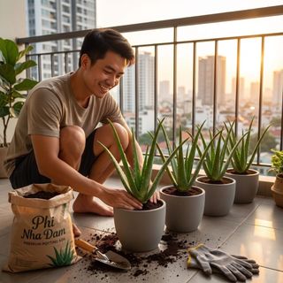 Combo 5 Cây Giống Nha Đam Thái Mini - Trồng Tại Nhà, Trang Trí Bàn Làm Việc,Trồng Ban Công Dễ Sống