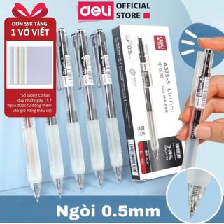 [NÂNG CẤP 2026] Bút Bi Nước Deli Viết Gel Bấm A575 Ngòi 0.5mm Mực Xanh Đen Đỏ Trơn Tru Học Sinh Văn Phòng