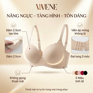 Áo lót nữ su nâng ngực VANVENE AL507, áo ngực cao cấp không gọng đệm dày 3cm bản to che mỡ lưng