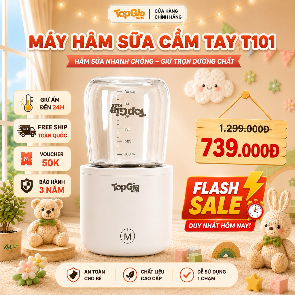 [🔥 ƯU ĐÃI ĐỘC QUYỀN 🔥] Máy hâm sữa di động cầm tay T1-01 Topgiakids máy hâm cao cấp kèm 4 cổ nối tiện lợi bảo hành 3 năm