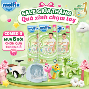 Combo 3 Tã/bỉm quần Molfix Thiên nhiên Super Jumbo size M/L/XL/XXL