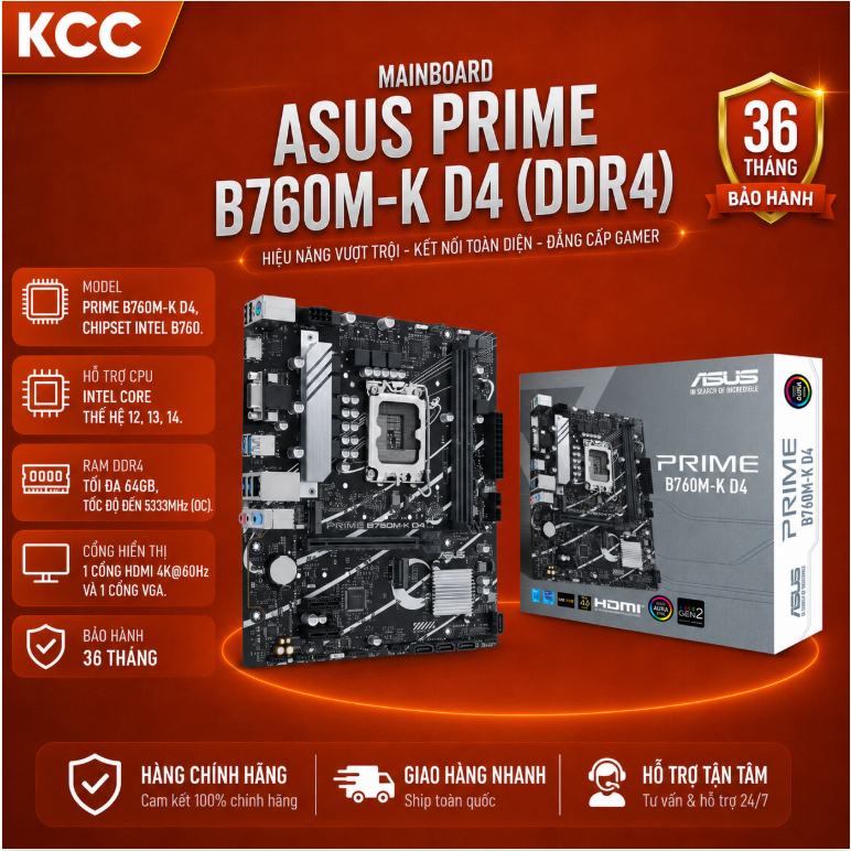 Mainboard ASUS PRIME B760M-K D4 (DDR4) -  chính hãng bề bỉ bảo hành 3 năm | BigBuy360 - bigbuy360.vn