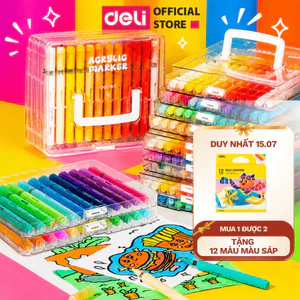 Bút Sơn Acrylic Marker Deli Dạng Roller 24/36/48/60/84 Màu Acrylic Marker An Toàn Màu Vẽ Mọi Chất Liệu