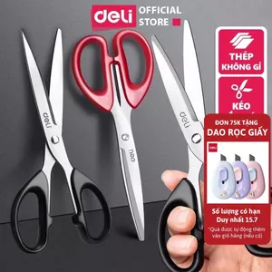 Kéo Văn Phòng Lưỡi Thép Không Gỉ Deli - Kéo Cắt Giấy Đa Năng Học Sinh Văn Phòng - Nhiều Kích Thước 16/17/18/21 CM