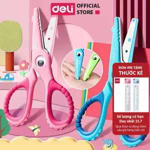 Kéo Thủ Công Cắt Giấy Deli Kéo Học Sinh Đầu Tròn An Toàn Và Dễ Sử Dụng Đối Với Trẻ Nhỏ Thiết Kế Ngộ Nghĩnh Nhiều Màu Sắc