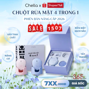 Chuột Rửa Mặt Chella 4 trong 1 kèm Tẩy Trang, Máy Đẩy Tinh Chất, Nâng Cơ, Máy Rửa Mặt Giúp Da Sạch Sâu - Bảo Hành 1 Năm
