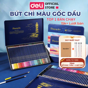 Bút Chì Màu Gốc Dầu DELI Màu Chì Gốc Dầu Vẽ Chuyên Nghiệp Lượng Dầu Cao Lõi 4mm Tô Mịn Thân gỗ Basswood