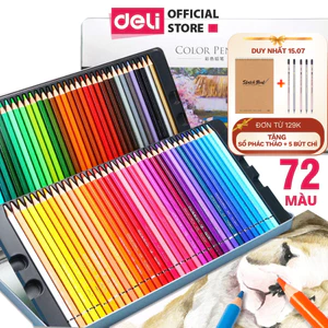 Bút Chì Màu Gốc Dầu/Gốc Nước 72 Màu Cao Cấp Deli - Màu Đậm Tươi Sáng, Tô Vẽ Tranh Phác Thảo Chuyên Nghiệp