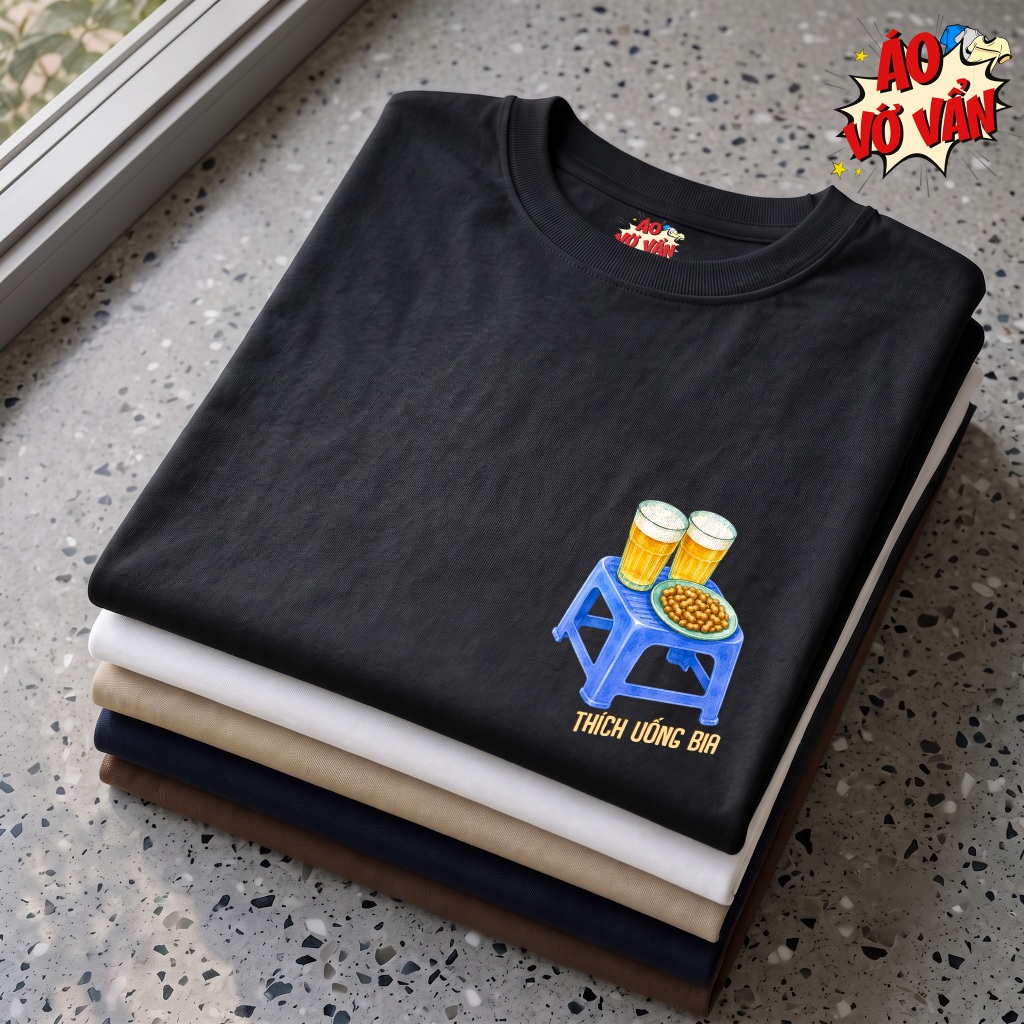 Áo Vớ Vẩn Thích Uống Bia - Áo Thun Oversize Hài Hước, Graphic Tee 100% cotton nam nữ mùa hè | BigBuy360 - bigbuy360.vn