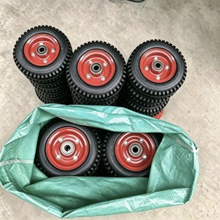Bánh xe đẩy hàng 20cm bánh cao su đặc chịu lực cao cấp, vành thép sơn tĩnh điện chống mài mòn
