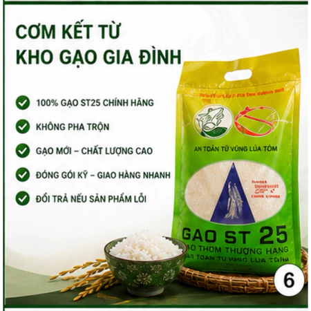 10Kg Gạo ST25 Lúa Tôm Sóc Trăng Cao Cấp - Gạo Thơm Dẻo Ngọt Tự Nhiên | Kho Gạo Gia Đình