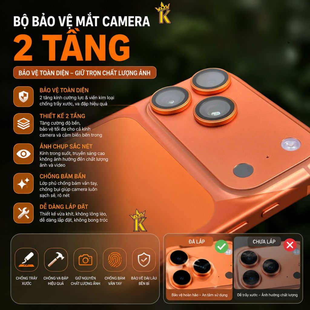 Kính cường lực KTMStore bảo vệ camera iphone, ống kính viền hợp kim, 11ProMax 12 13Promax 14Promax 15 16 17Promax air