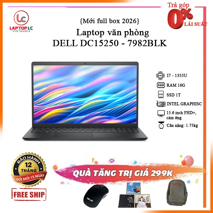 [Mới 100%] Laptop Dell DC15250-7982BLK (Intel i7-1355U | 16GB | 1TB SSD | 15.6 inch FHD – Cảm ứng) | BigBuy360 - bigbuy360.vn