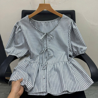 Set Áo Quần Bigsize Nữ Áo Babydoll Tay Phồng Kèm Quần Đùi Lưng Chun Dễ Thương Cho Chubby A190+Q500