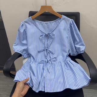 Set Áo Quần Bigsize Nữ Áo Babydoll Tay Phồng Kèm Quần Đùi Lưng Chun Dễ Thương Cho Chubby A190+Q500