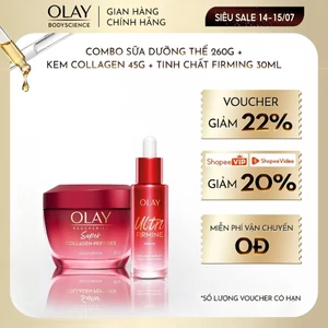 Combo Kem Dưỡng Ẩm OLAY Super Collagen Peptides 45G + Serum OLAY Ultra Firming 30ML