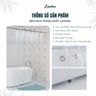 Rèm Phòng Tắm Peva LAVEMO Chống Nước Hiệu Quả 180cm x 180cm Loại 1