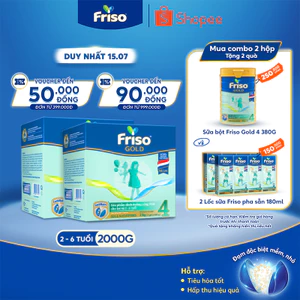 Bộ 2 Hộp Sữa Bột Friso Gold 4 Hộp Giấy 2kgx2