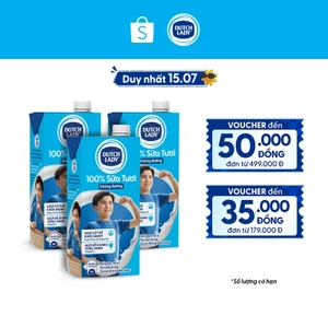 Combo 3 Hộp Sữa Tươi Tiệt Trùng Dutch Lady Không Đường 965ml
