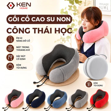 Gối Kê Cổ Chữ U Cao Su Non KENHOME, Gối Cổ Chữ U Công Thái Học Giảm Đau Mỏi Cổ Cho Dân Văn Phòng, Du Lịch, Ô Tô, Máy Bay