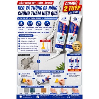 KEO SỬA TƯỜNG CHỐNG THẤM COMBO 2 TUÝP 250G | KEO VÁ TƯỜNG TRÁM KHE NỨT LỖ ĐINH CHỐNG BONG TRÓC