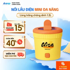 Nồi Lẩu Điện Mini Đa Năng ANREE 1.2L 450W - Nồi , Cháo, Hấp - Lòng Trắng, Chống Dính