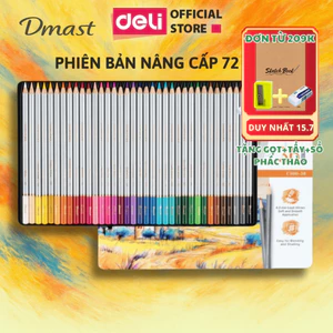 Bút Màu Chì Gốc Dầu Dmast Cao Cấp Deli Chì Hộp Thiếc Màu Đậm, Blend Tốt, Ruột To 4.1mm, Không Gãy