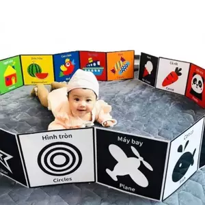 Thẻ Kích Thích Thị Giác Cho Bé In 2 Mặt DouDou (0 - 12M+) A24 Hỗ Trợ Bé Nhận Biết Màu Sắc