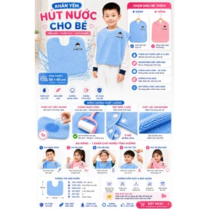 Khăn Choàng Đánh Răng Trẻ Em Lovely | Chống Ướt, Vải Lông Microfiber Siêu Mềm, Nút Bấm Cố Định